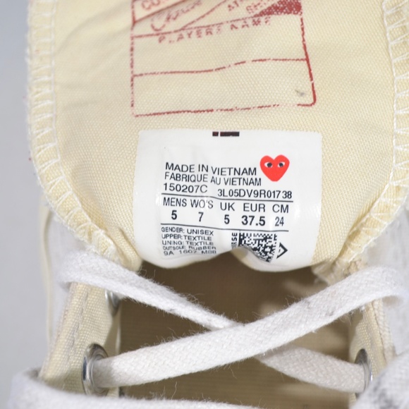 CONVERSE X COMME DES GARCONS CHUCK TAYLOR LOW TOP SNEAKERS SZ 5M/ 7W - Picture 8 of 12